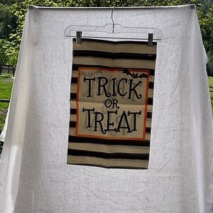 Trick or Treat Halloween Sign Banner - Striped Orange & Black
